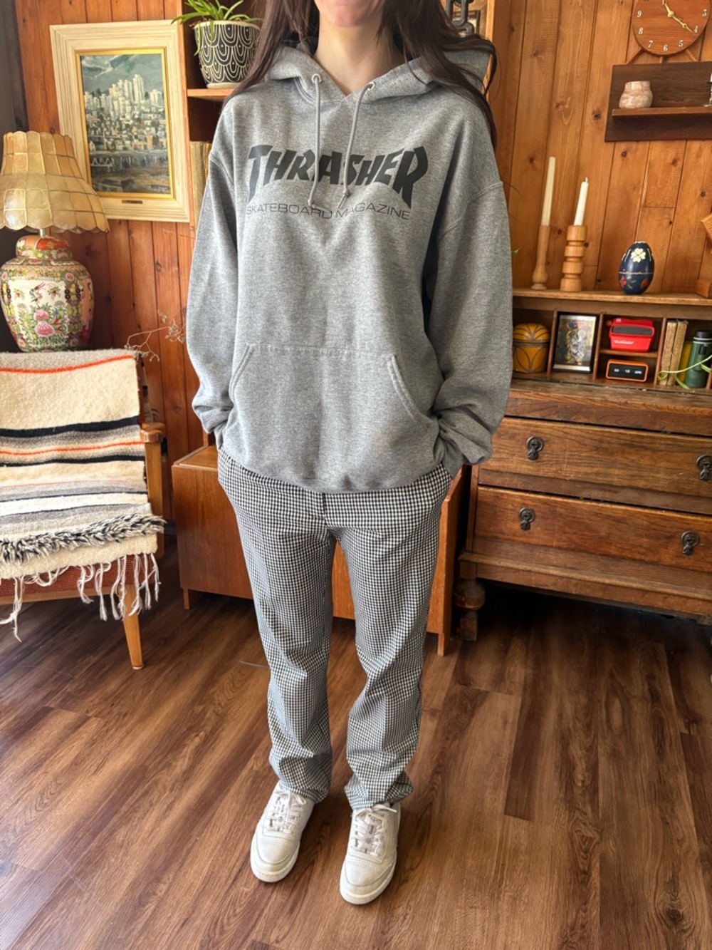 Thrasher Grey Hoody M Skater Style